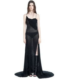 Aaricia Long Bias Slip Dress Black