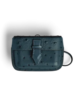 Accessoires-Etui mit Federdetail aus Leder mit Straußenprägung - Samtblau - Leder - MB220477 - Taschenaccessoires