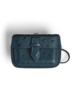 Accessoires-Etui mit Federdetail aus Leder mit Straußenprägung - Samtblau - Leder - MB220477 - Taschenaccessoires