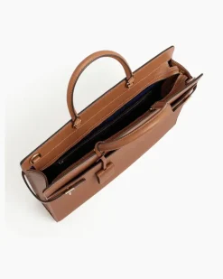 Aktentasche Emilie 15 Zoll aus genarbtem Leder Tan