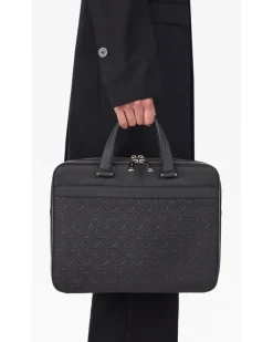 Aktentasche mit geprägtem Monogramm - Schwarz