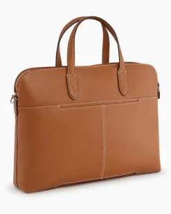 Aktentasche Sophie 15 Zoll aus genarbtem Leder mit 1 Faltfach Tan