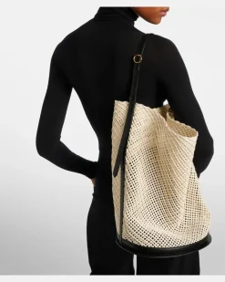 Alaïa Bucket-Bag Hip Large mit Leder Beige