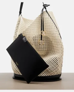 Alaïa Bucket-Bag Hip Large mit Leder Beige