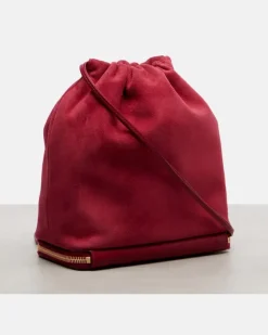 Alaïa Bucket Bag Le Pochon aus Veloursleder Rot