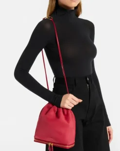 Alaïa Bucket Bag Le Pochon aus Veloursleder Rot