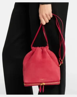 Alaïa Bucket Bag Le Pochon aus Veloursleder Rot