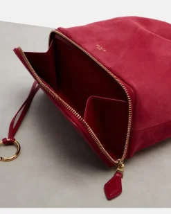 Alaïa Bucket Bag Le Pochon aus Veloursleder Rot