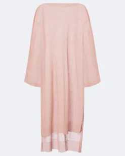 Alaïa Gestrickter Kaftan aus Leinen und Seide Rosa