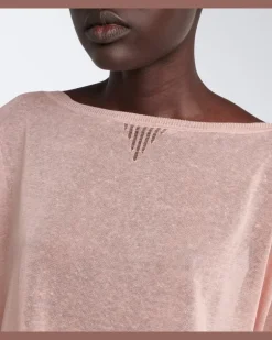 Alaïa Gestrickter Kaftan aus Leinen und Seide Rosa