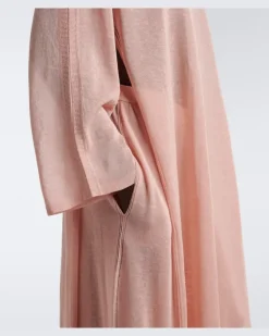 Alaïa Gestrickter Kaftan aus Leinen und Seide Rosa