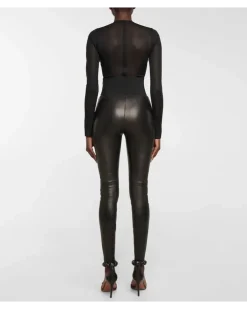 Alaïa High-Rise Leggings aus Leder Schwarz