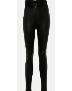 Alaïa High-Rise Leggings aus Leder Schwarz