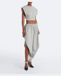 Alaïa Hose aus Fleece aus einem Baumwollgemisch Grau
