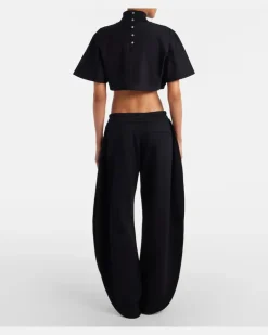 Alaïa Jogginghose aus Baumwoll-Fleece Schwarz