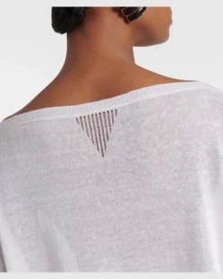 Alaïa Kaftan aus Leinen und Seide Weiß