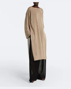 Alaïa Kaftan aus Leinen und Seide Beige