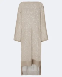 Alaïa Kaftan aus Leinen und Seide Beige