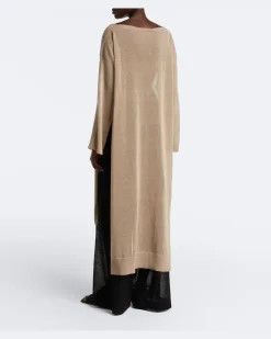 Alaïa Kaftan aus Leinen und Seide Beige