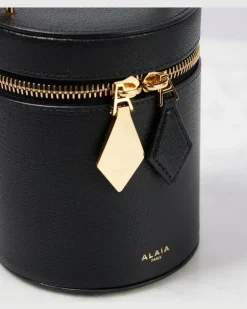 Alaïa Kosmetiktasche Cube Mini aus Leder Schwarz