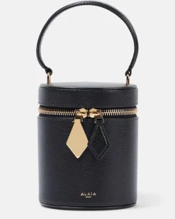 Alaïa Kosmetiktasche Cube Mini aus Leder Schwarz
