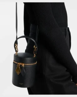 Alaïa Kosmetiktasche Cube Mini aus Leder Schwarz