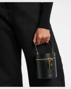 Alaïa Kosmetiktasche Cube Mini aus Leder Schwarz