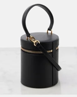 Alaïa Kosmetiktasche Cube Mini aus Leder Schwarz