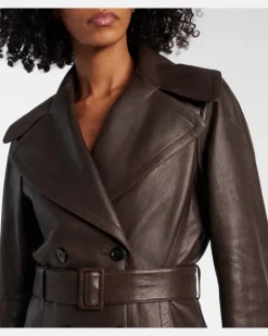 Alaïa Mantel aus Leder Braun