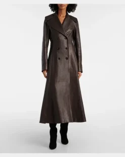 Alaïa Mantel aus Leder Braun