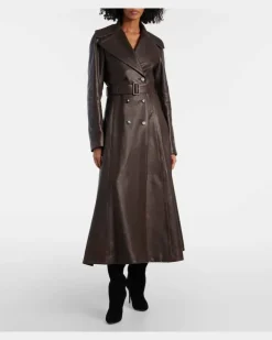 Alaïa Mantel aus Leder Braun