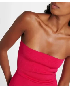 Alaïa Trägerloser Jumpsuit aus Strick Rot