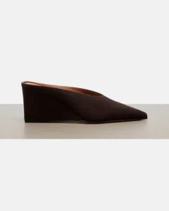 Alaïa Wedge-Pantoletten Cube aus Veloursleder Braun