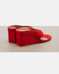 Alaïa Wedge-Sandalen Cube aus Veloursleder Orange