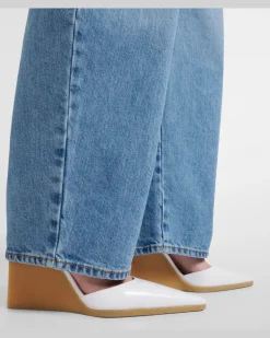 Alaïa Wedges 90 aus Lackleder Weiß