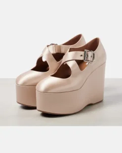 Alaïa Wedges 110 aus Satin Beige