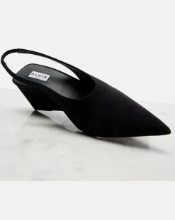 Alaïa Wedges Cube 75 aus Veloursleder Schwarz