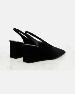 Alaïa Wedges Cube 75 aus Veloursleder Schwarz