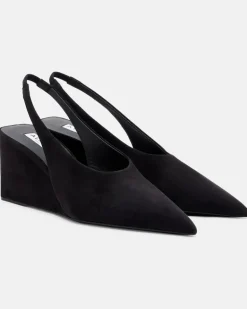 Alaïa Wedges Cube 75 aus Veloursleder Schwarz