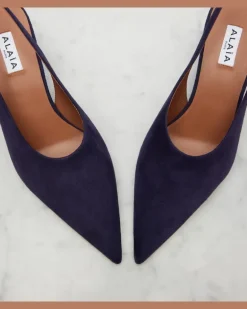 Alaïa Wedges Cube aus Veloursleder Violett