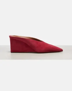Alaïa Wedges Cube 75 aus Veloursleder Rot