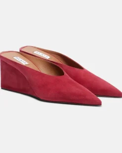 Alaïa Wedges Cube 75 aus Veloursleder Rot