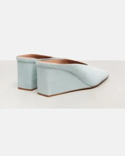 Alaïa Wedges Cube 75 aus Veloursleder Blau