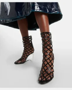 Alaïa Wedge-Stiefel aus Leder Schwarz