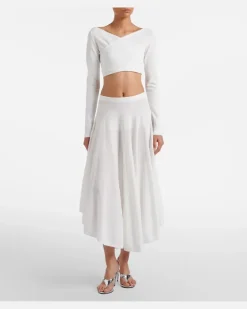 Alaïa Wickeltop aus Crêpe Weiß