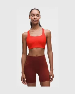 All-Time Hero Gerippter Sport-BH Mittlerer Halt für B/C-Cups für Frauen – Größe in Cherry Ember
