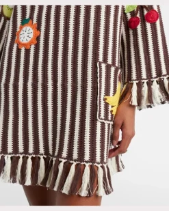Alémais Bestickter Kaftan Sundae aus Häkelstrick Braun
