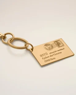 Ami Alexandre Mattiussi Enveloppe Schlüsselanhänger Gelb Unisex GebüRstetes
