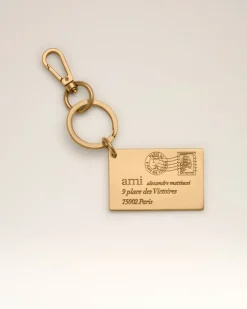 Ami Alexandre Mattiussi Enveloppe Schlüsselanhänger Gelb Unisex GebüRstetes