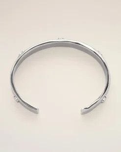 Ami de Coeur Armreif aus silberfarbenem Messing mit Hammerschlag-Optik Grau Unisex